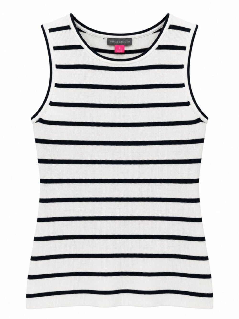 Vince Camuto White Navy Striped Sleeveless Knit Top S